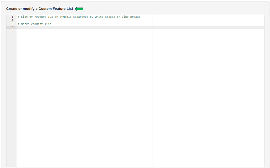 Feature List customize text panel