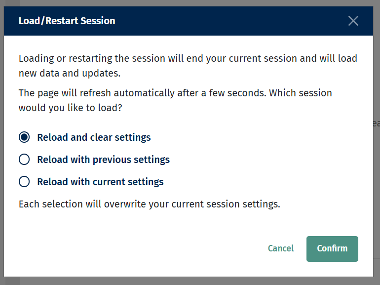 Restart dialog with three options Restart dialog with three options