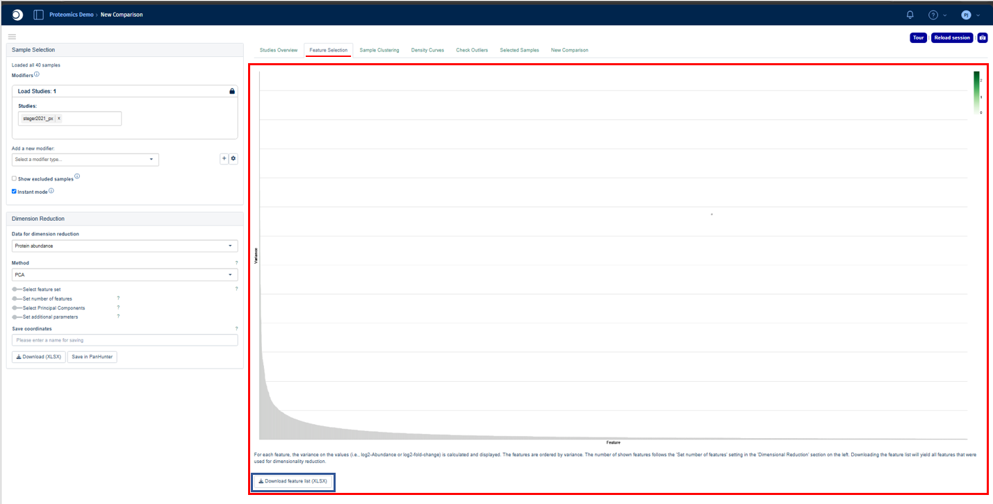 Feature Selection tab