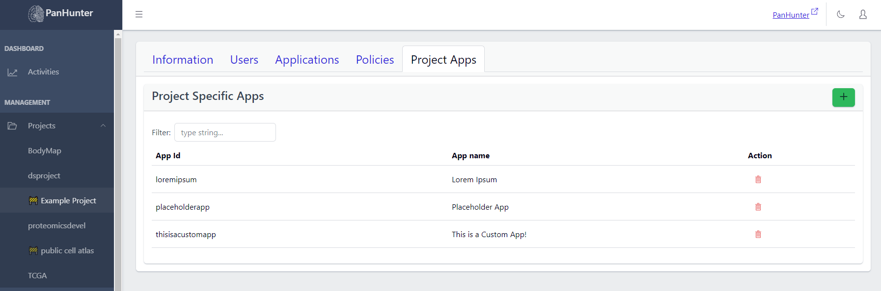 View Project-Specific Apps