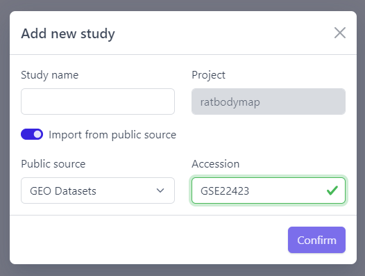 Create Study from GEO