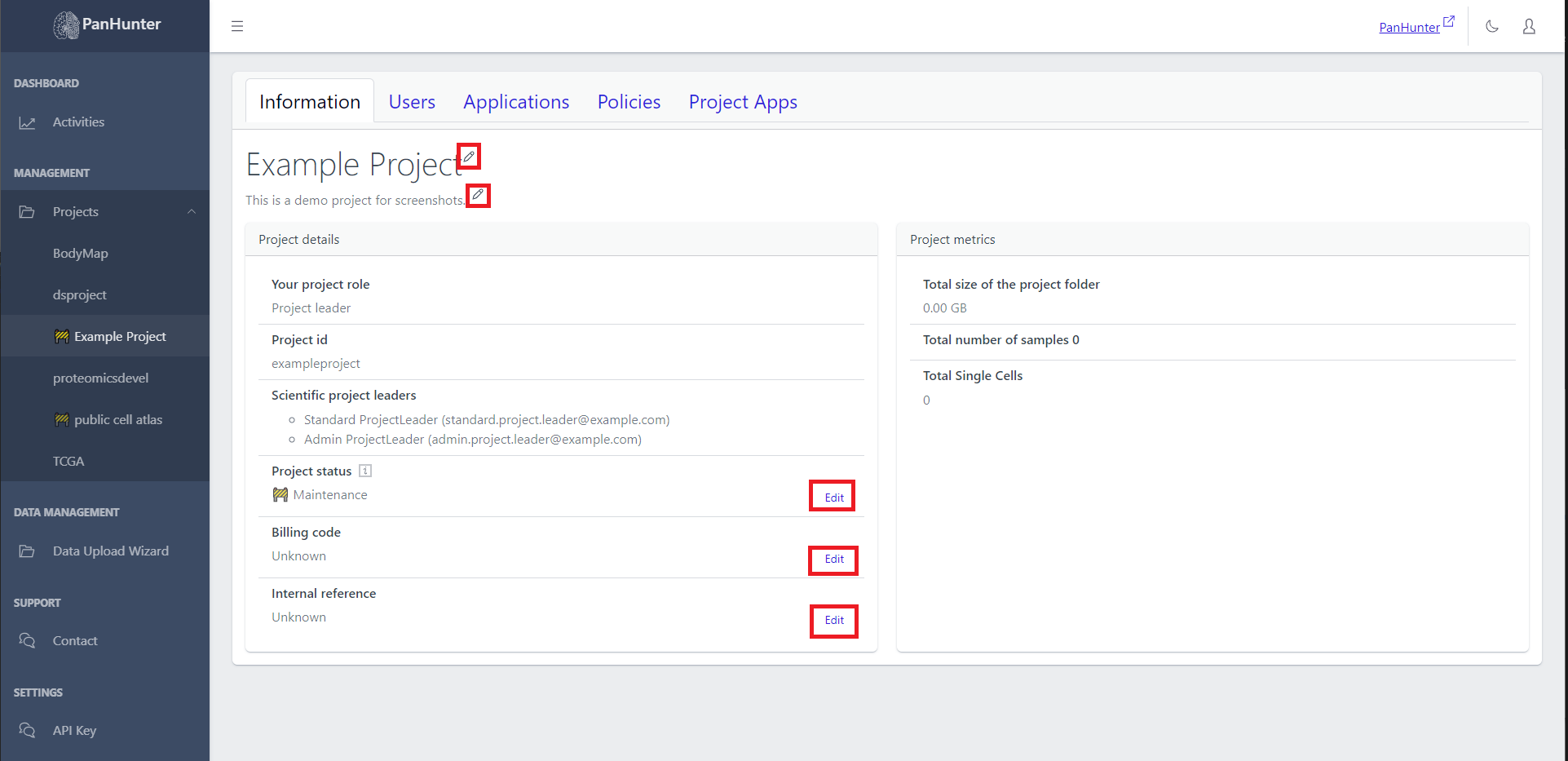 Editing Project Information
