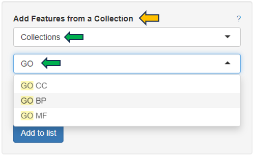 Collections selector Collections selector