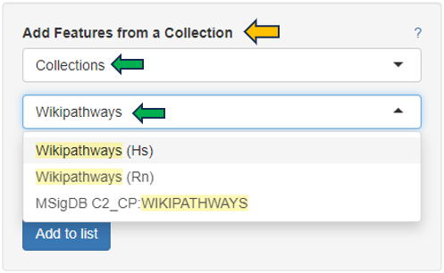 Collections selector Collections selector