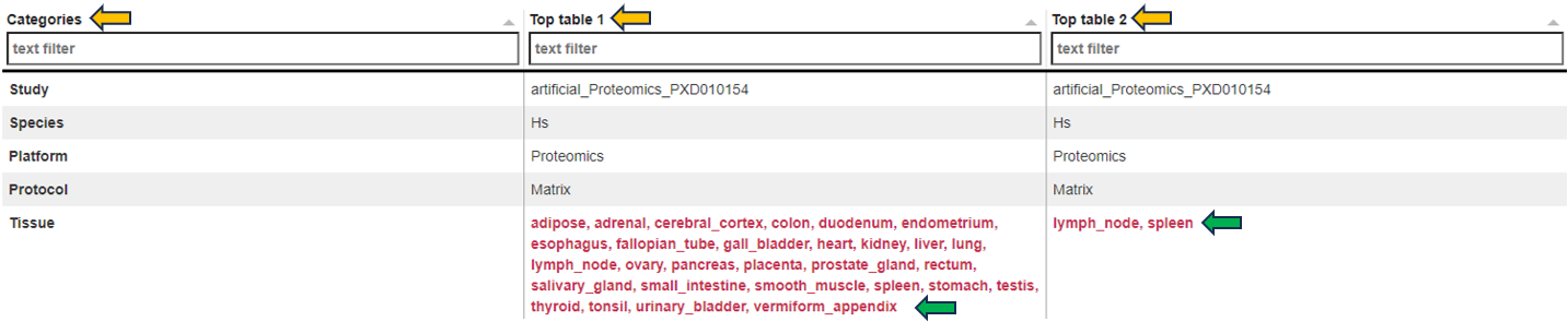 Metadata table Metadata table