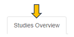 Studies Overview panel Studies Overview panel