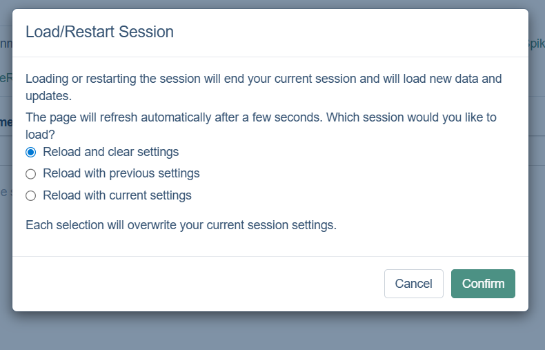 Restart dialog with three options