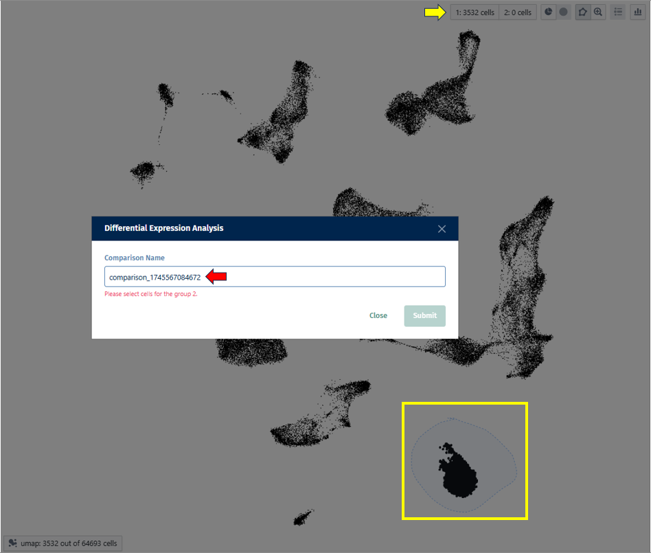 Differential expression population1 selection