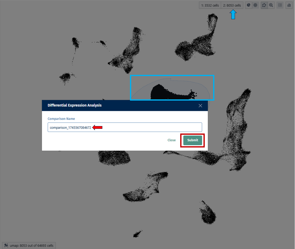 Differential expression population2 selection