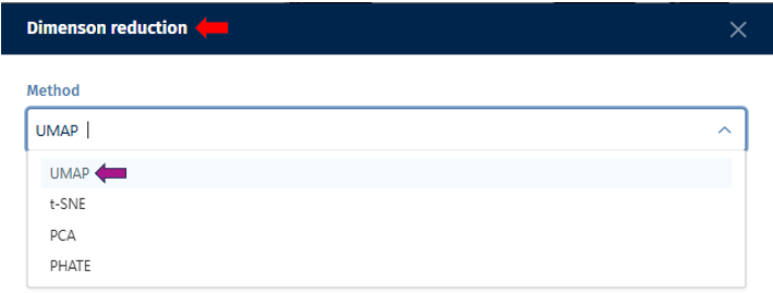 Dimension reduction method selection