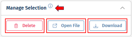 Manage selection panel Manage selection panel