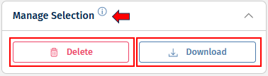 Manage Selection panel