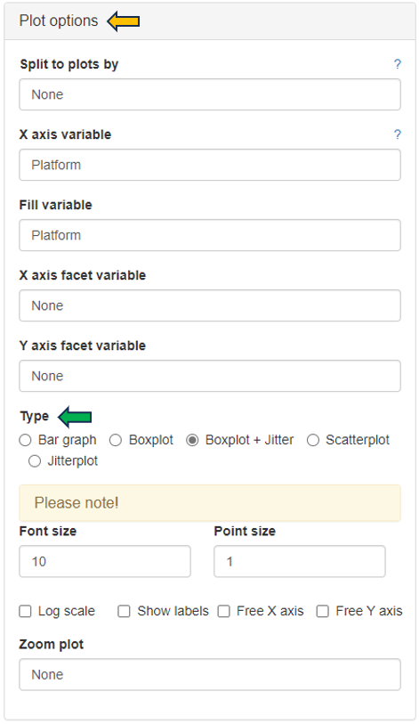 Graph plot type Selector Graph plot type Selector